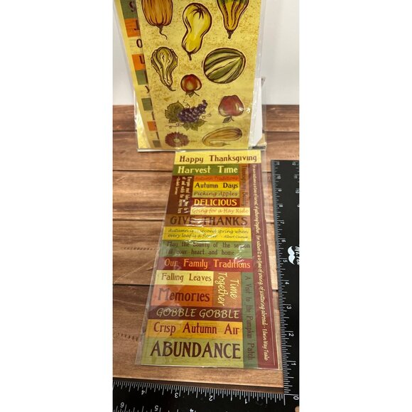 Fall Harvest Embellishment Value Pack Stickers Tags Ribbons buttons Scrapbooking - Picture 6 of 7